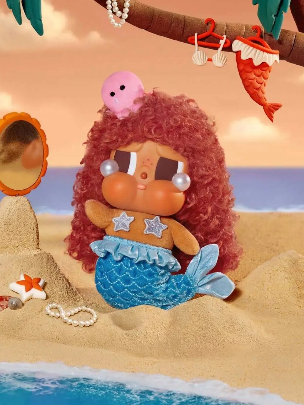CRYBABY Vacation Mode On MERBABY TEARS Vinyl Plush Pendant Charm SECRET POP MART